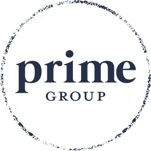 Elementor Header #559: Dark blue background for Prime Group logo.